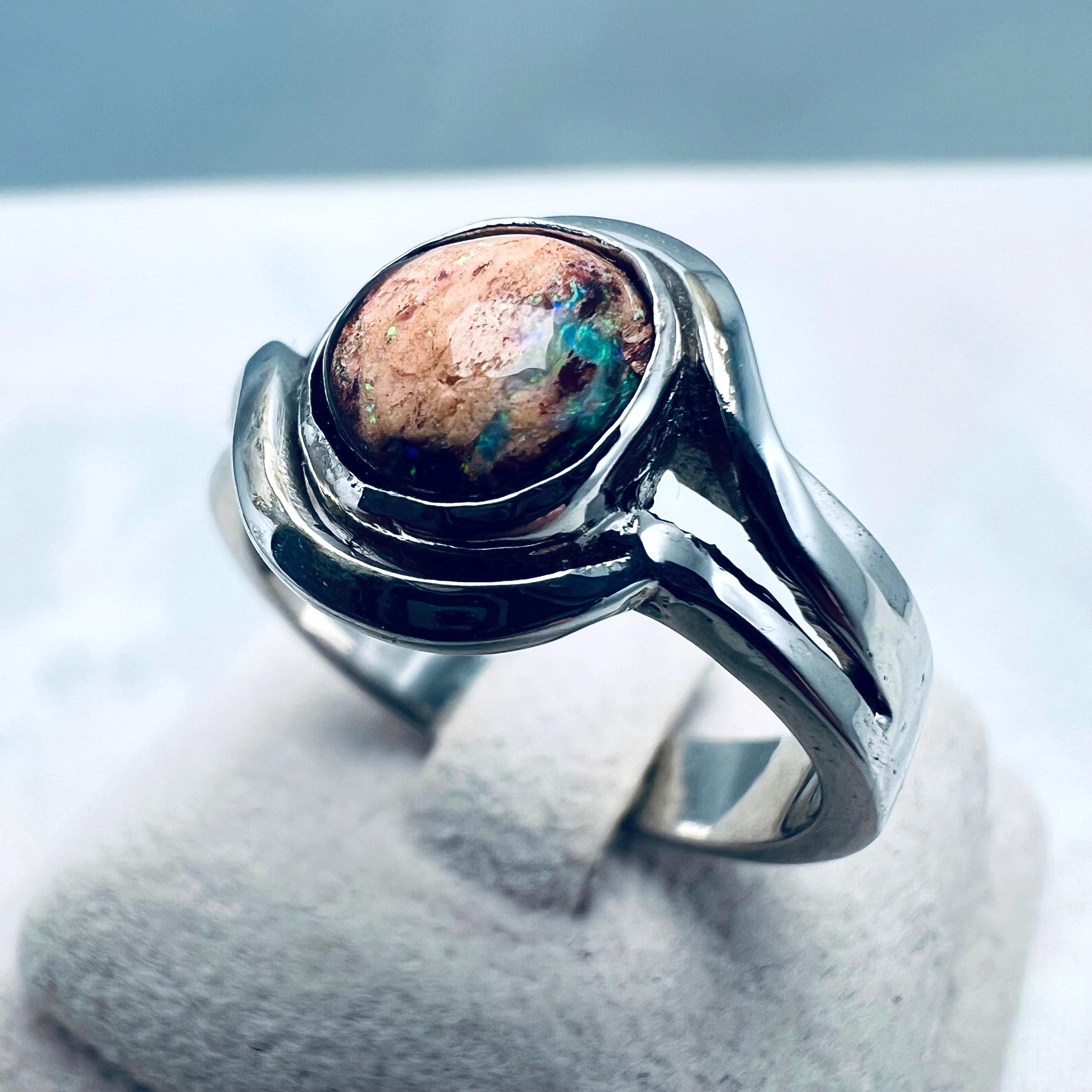 オーストラリア産ボルダーオパールリング - 999シルバー - Etsy 日本