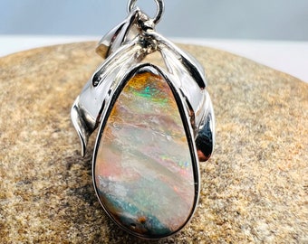 Silver Boulder Opal Pendant - Australia
