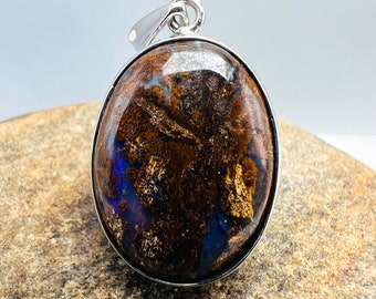 Silver Boulder Opal Pendant - Australia