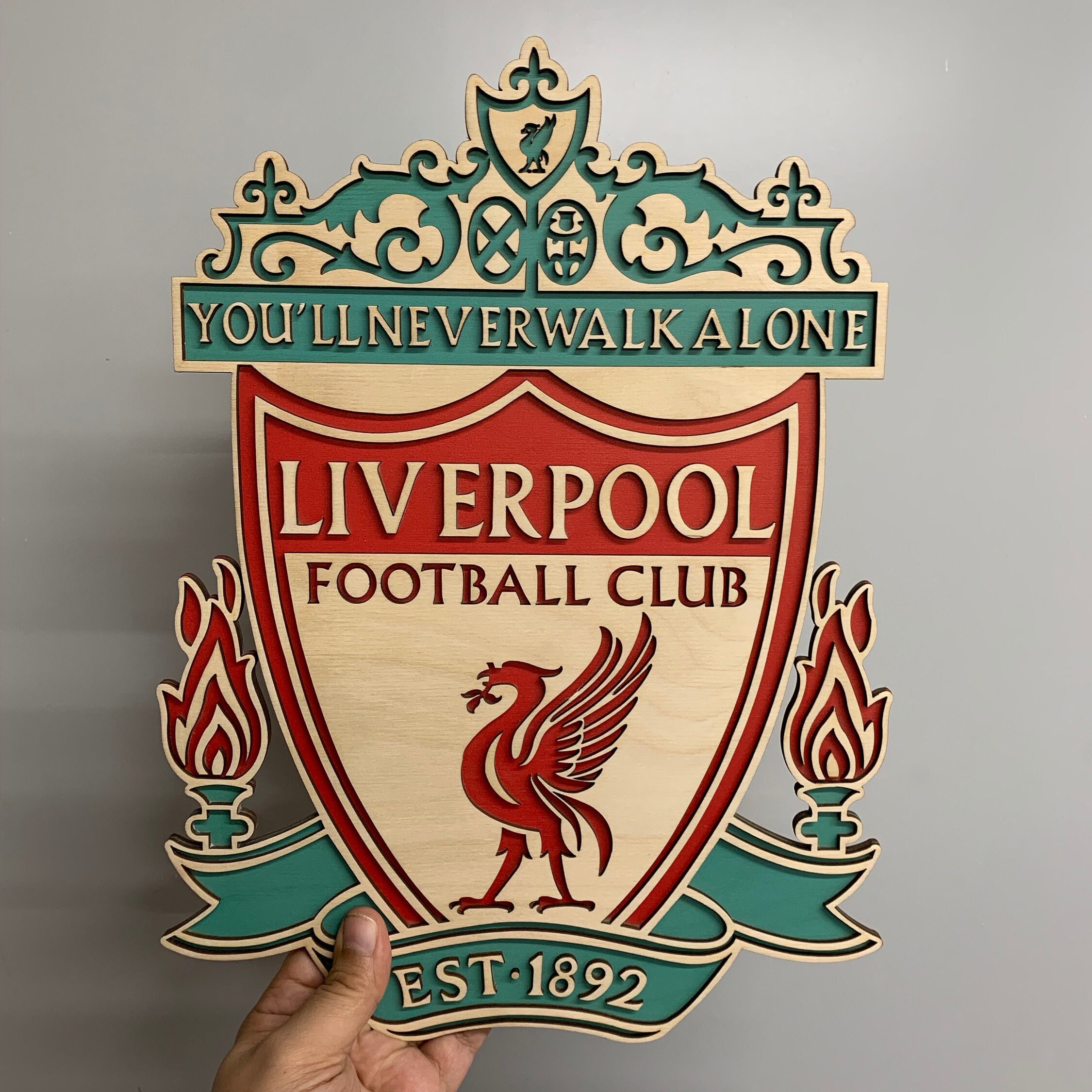 Drastisk arm perler Liverpool FC Handcrafted Wooden Crest - Etsy