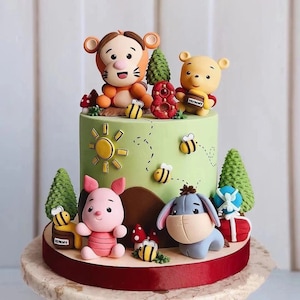 Winnie the Pooh, Tigger, Eeyore and Piglet Cake Topper, Personalised