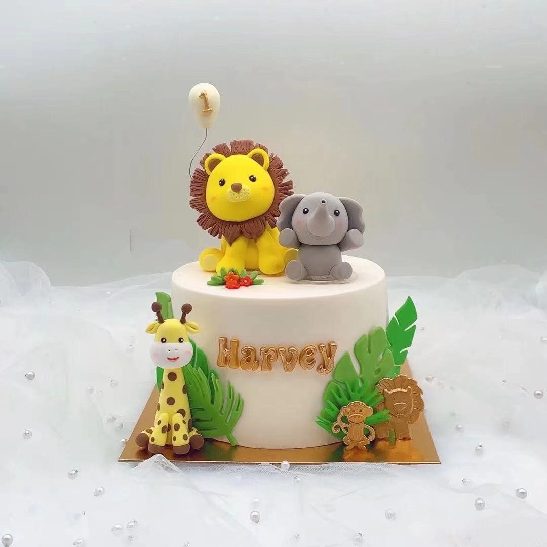 African/zoo Animals Cake Topper Lion Elephant and Giraff Birthday ...