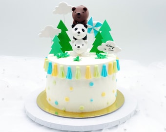 We Bare Bears birthday cake topper, bear stack, Grizzly, Panda, and Ice Bear, Personalised