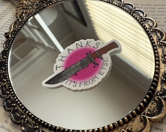 Adesivo per coltello in acciaio di Damasco "Butcher and Blackbird", grazie, proviene da Etsy