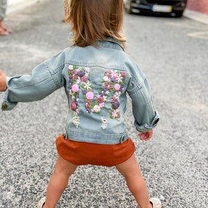 Monogram Floral Denim Jacket— Hand Embroidered Jean Jacket