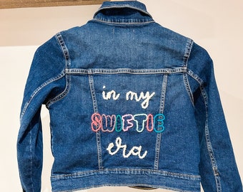 Monogram Swiftie Denim Jacket— Hand Embroidered Jean Jacket- Taylor swift Inspired- in my swiftie era