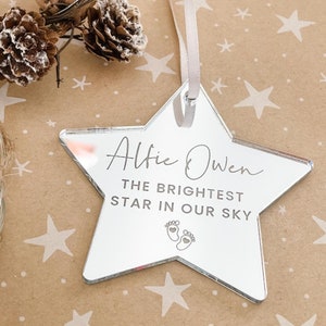 Baby Remembrance Personalised Hanging Decoration, Baby Loss Keepsake Ornament, Brightest Star In Our Sky Hanging Tag, Miscarriage Gift