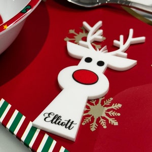Segnaposto per feste di Natale con renne, segnaposto personalizzati per la cena di Natale per bambini, decorazioni da tavola di lusso, segnaposto festivi