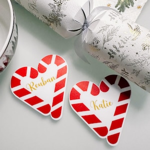 Segnaposto natalizi a forma di bastoncino di zucchero, segnaposto natalizi personalizzati per bambini, decorazioni da tavola di lusso, segnaposto festivi