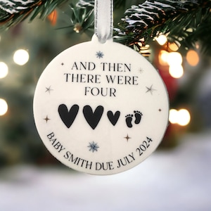 Baby Due Bauble, Personalised Pregnancy Announcement Gift, Growing Family Tree Decoration, Keepsake Bauble, Grandparents to Be Gift