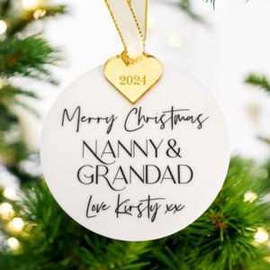 Boule de Noël personnalisée pour grands-parents, décoration de Noël de luxe, nounou, grand-père, grand-mère, grand-père, cadeau d'un petit-enfant, décoration d'arbre de Noël