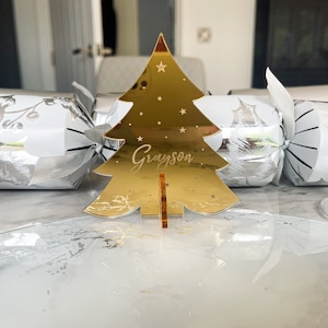 Nombres de lugar para fiestas de Navidad en 3D, arreglos de mesa personalizados para la cena navideña, decoración de mesa de lujo, tarjetas de lugar festivas, decoraciones