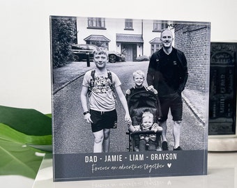 Dad Personalised Photo Gift, Gifts For Dad, Freestanding Family Print,  Keepsake Gifts, Paperweight, Custom Photo Block, Daddy Birthday