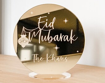 Eid Mubarak Home Décor, Eid Mirror Keepsake, Family Name, Ramadan Kareem Décor 2022, Blessed Ramadhan, Happy Eid, Eid Mubarak, Gold Mirror