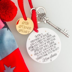 Santa Key, Christmas Eve Box, Personalised Santa's Magic Key, Children's Father Christmas Magical Key, Message, Tree Decoration, Keepsake