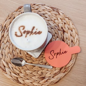 Personalised Stencil, Acrylic Name Stencils, Birthday Gift Ideas For Her, Coffee Lover, Cappuccino Stencil Present, Barista Accessories