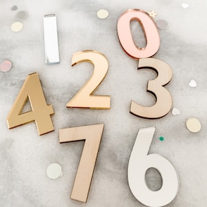 Birthday Mirror Cake Charms, Mirror Acrylic Birthday Cake Toppers, Age Cupcake Toppers, Acrylic Numbers 1, 2, 3, 4, 5, 6, 7, 8, 9, 0 & #