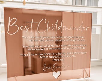 Best Childminder Personalised Thank You Card, Luxury Engraved Childminders Keepsake Gift, Childcare Presents, Leaving Gift, Babysitter