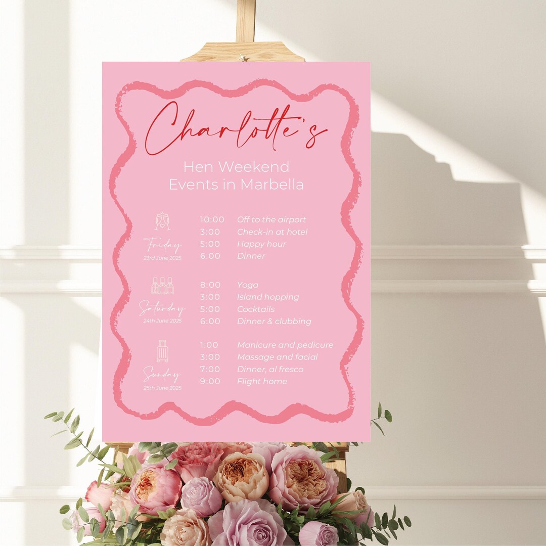 Hen Party Personalised Welcome Sign – Bride to Be Hen Weekend Décor ...