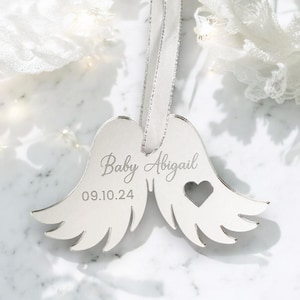 Angel Wings Personalised Baby Loss Hanging Ornament, Bereavement Decoration, Keepsake Bauble, Remembrance, Baby Angel, Miscarriage Gift