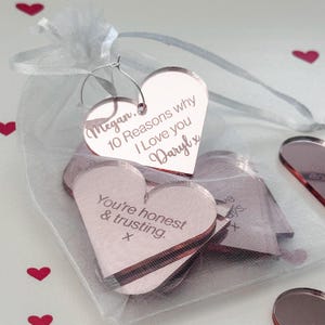 Fichas de amantes grabadas personalizadas para parejas, 10 razones por las que te amo, mensaje de corazón, aniversario, amistad, cumpleaños, regalo de prometido