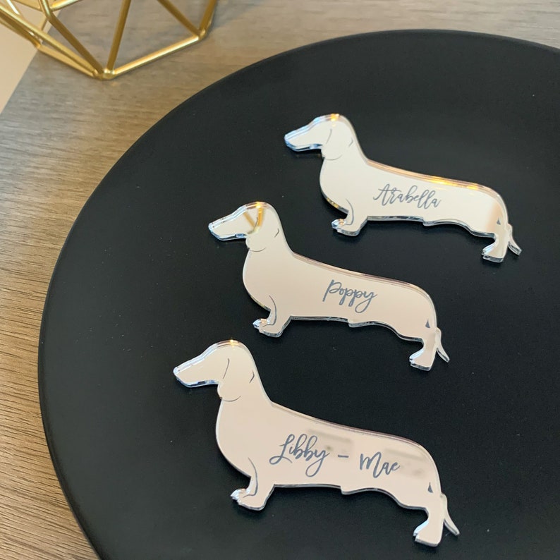 Sausage Dog Place Names Dachshund Name Places Name Tags Dogs Personalised Dog Place Cards Dog Keepsake Engraved Dog Party Name Places