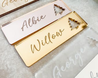 Name Cards, Mirror Acrylic Engraved | Wedding Place Settings | Personalised Table Tags Decor