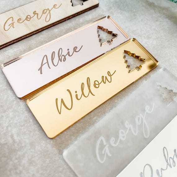 Mirror Acrylic Tags, Engraved Namecards | Silver Finish | 80Mm X 25Mm