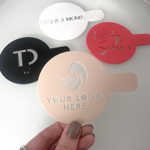 Custom coffee stencils, business logo barista accessories, salon, coffee shop, restaurant, bar, pub, personalised luxury acrylic stencil
