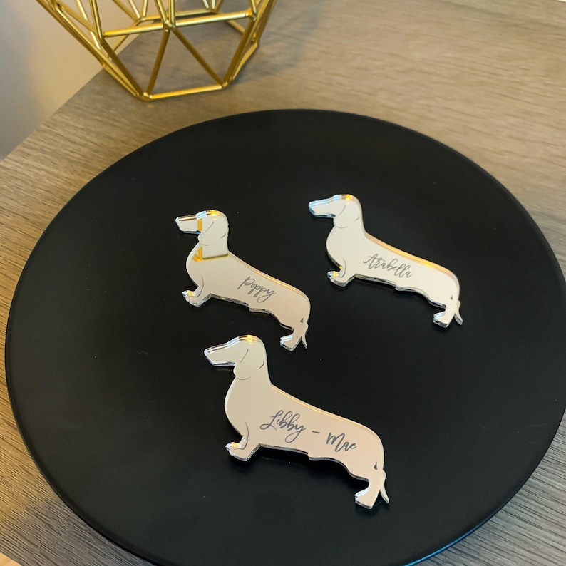 Sausage Dog Place Names Dachshund Name Places Name Tags Dogs Personalised Dog Place Cards Dog Keepsake Engraved Dog Party Name Places