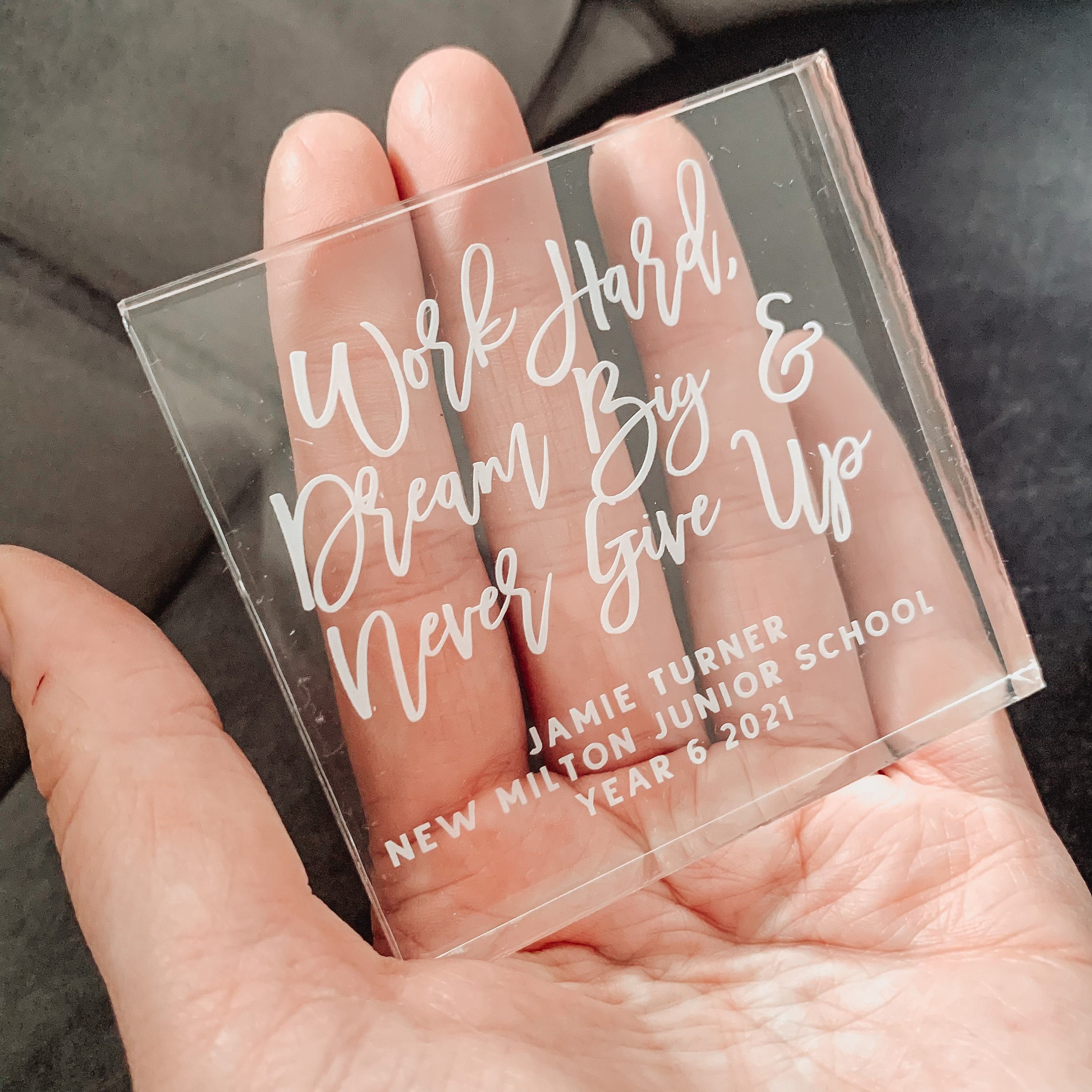 School Leavers Gift Engraved Acrylic Block Personalised Etsy