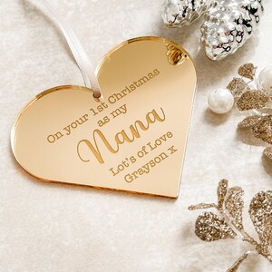 1st Christmas Nana, Personalised Engraved Bauble - Wooden Tree Keepsake | UK Made | 6Cm-10Cm