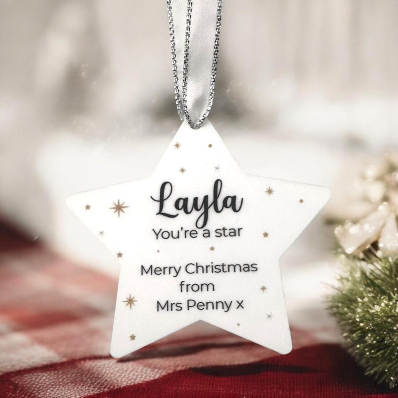 School Bauble Package, Children's Personalised Christmas Star, Luxury