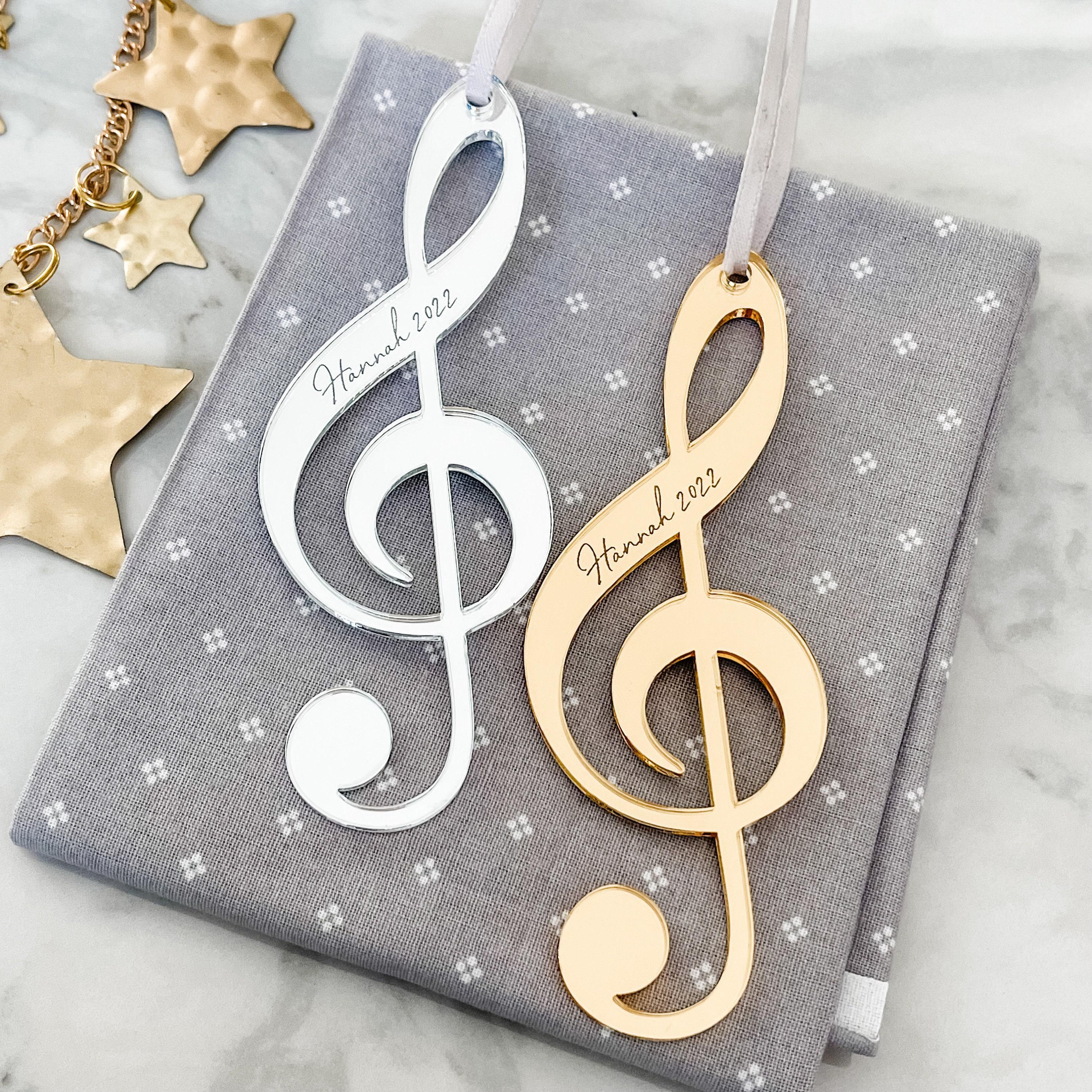 Trebl Ribbon Treble Clef Hanging Ornament: Mirror Acrylic Design (ribbon Included ...