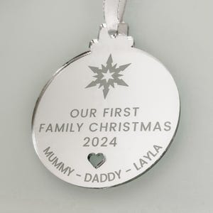 Personalised Baubles, New Baby Ornament | Wood Mirror Acrylic | Laser Cut Keepsake | 6Cm 8Cm 10Cm image 5