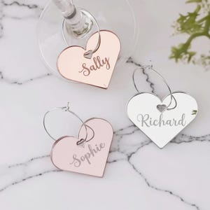 Personalised Heart Wine Charms: Custom Acrylic Glass Markers