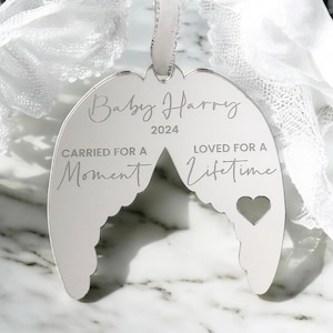 Angel Wings Personalised Baby Loss Remembrance Decoration, Hanging Ornament, Keepsake Bauble, Baby Angel, Miscarriage Gift, Pregnancy Loss