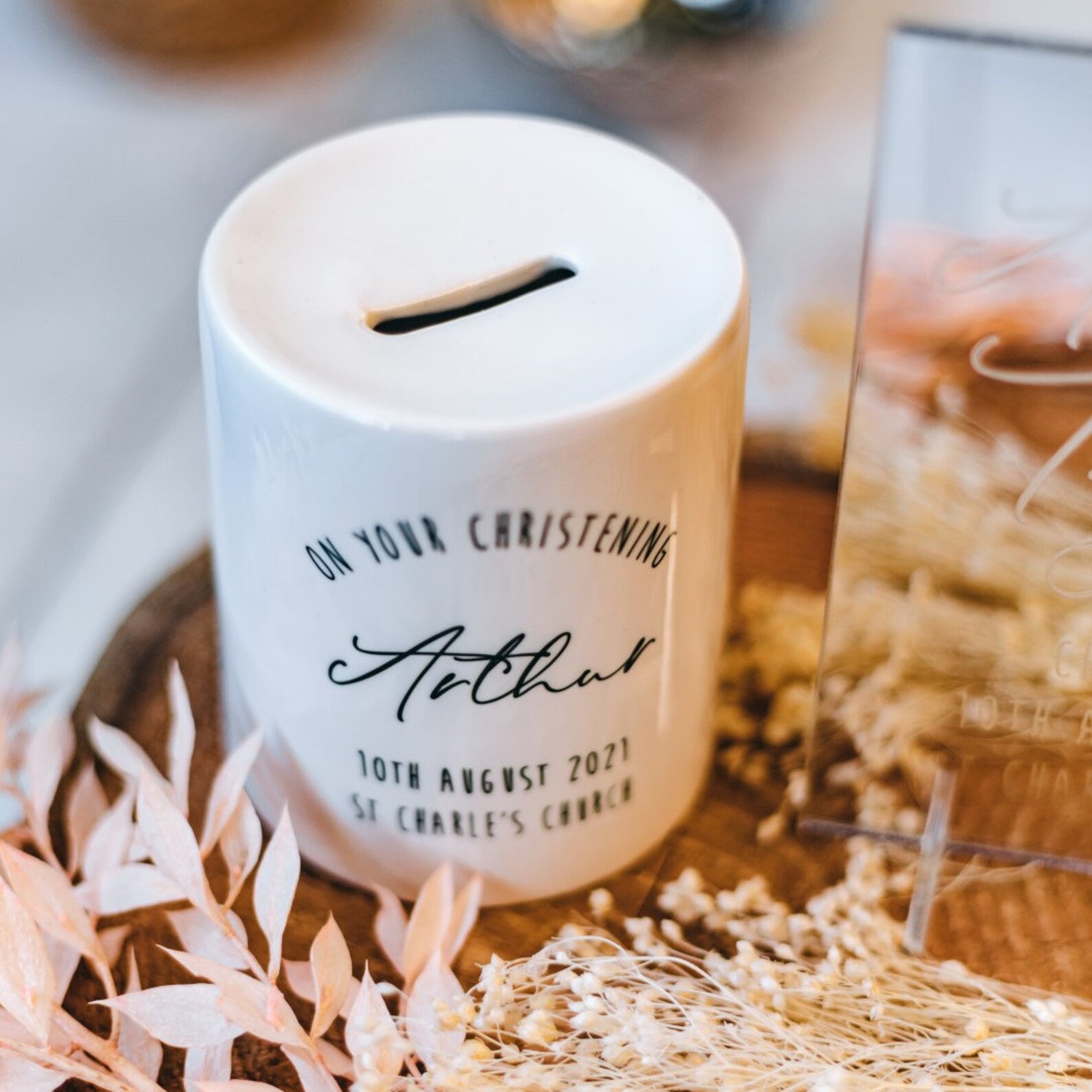 Christening Keepsake Personalised Christening Money Box Etsy