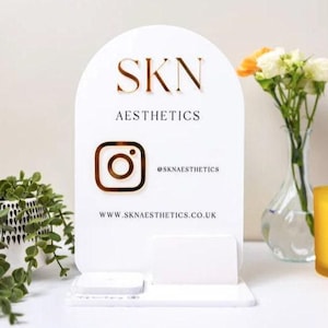 Luxury Dome Business Sign: Custom Logo, Social Media & Card Holder