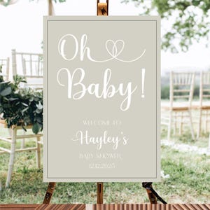 Oh baby gepersonaliseerd welkomstbord, babyshower, genderneutraal, jongen, meisje luxe afdrukbaar aangepast bord, digitale download, poster, foamboard