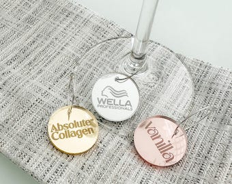 Reusable Drink Charm, Mirror Acrylic Marker - Personalised Engraving | UK Made | Wine Glass ID