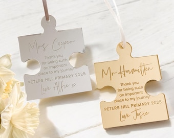 Personalised Teacher Thank You Gift | Jigsaw Hanging Tag | End of Term Teacher Keepsake | Teacher&#39;s Gifts | Best Teachers Present Ideas