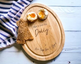 Daddy Personalised Breakfast Board, Engraved Egg Board, Toast Board, Grandad, Dad, Grandpa, Men's Gift, Children's, Toddler Gift