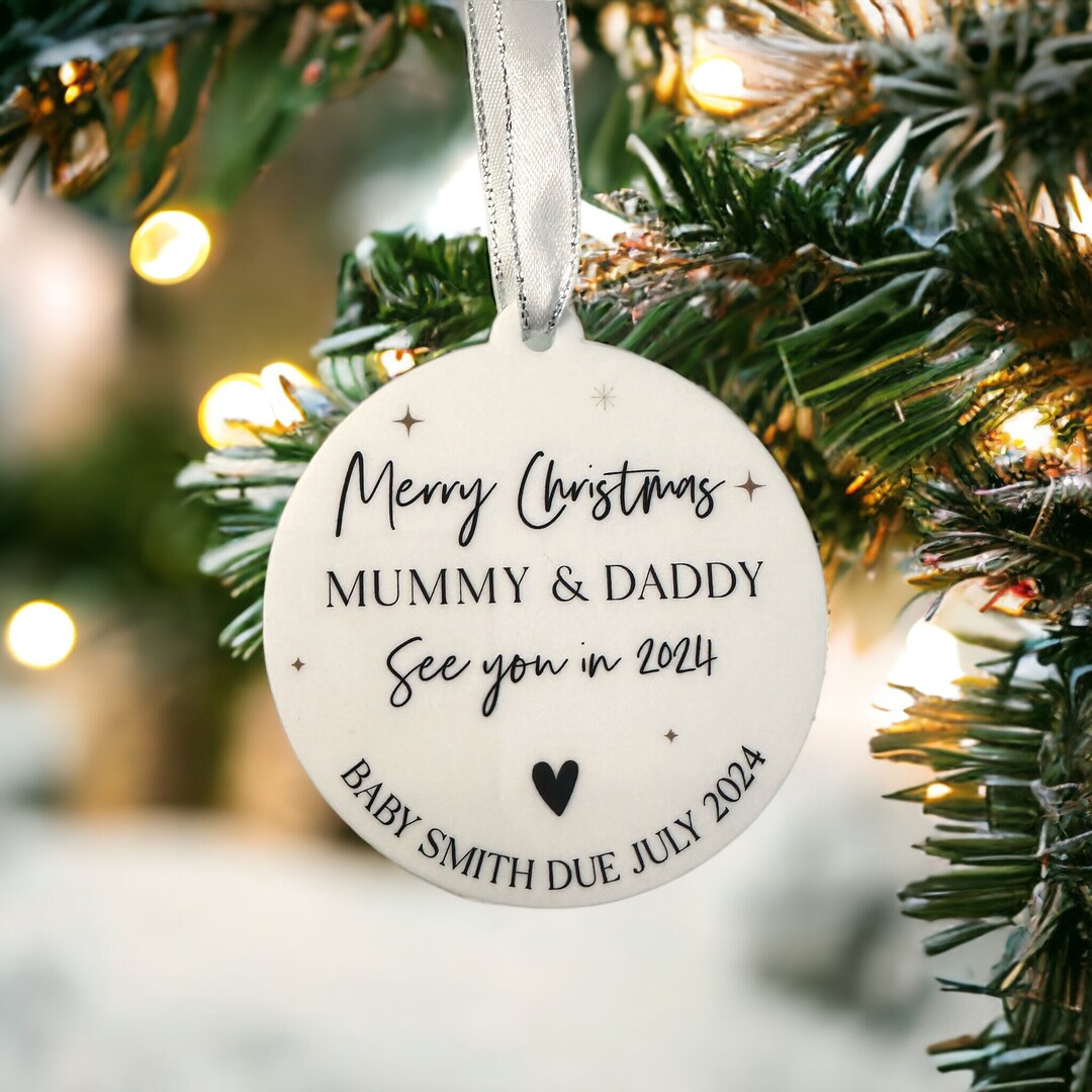 Baby Due Christmas Bauble, Personalised Bumps First Christmas, Merry Christmas Mummy & Daddy