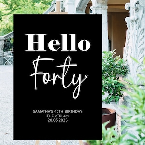 40. Geburtstag personalisiertes Willkommensschild, Party-Dekoration für jedes Alter, Luxus-Poster oder Schaumstoffplatte, benutzerdefinierte Farbe und Text