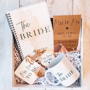 Personalised Bride To Be Gift Box, Luxury Bridal Shower Hamper, Hen Party Gift, Miss To Mrs Wedding Planning Hamper, Bride Engagement Gift