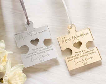 Personalised Teacher Thank You Gift | Jigsaw Hanging Tag | End of Term Teacher Keepsake | Teacher&#39;s Gifts | Best Teachers Present Ideas