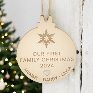 Our First Family Christmas Bauble, Personalised Decorations