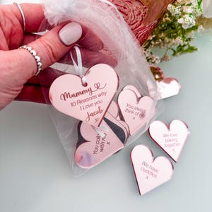 Jetons personnalisés pour maman, 10 raisons pour lesquelles je t'aime, affirmations, messages coeur, maman, maman, cadeau d'anniversaire sentimental, jeton de positivité