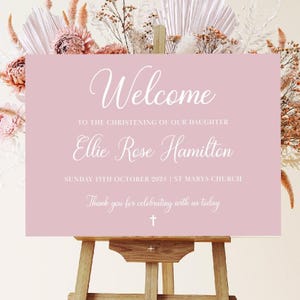 Christening personalised welcome sign, baptism luxury printable custom sign, digital download, poster, foam board, naming ceremony sign